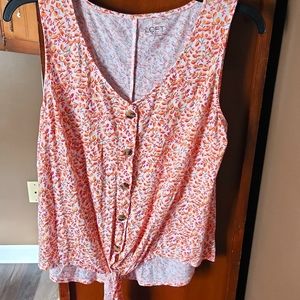 Tie front sleeveless shirt